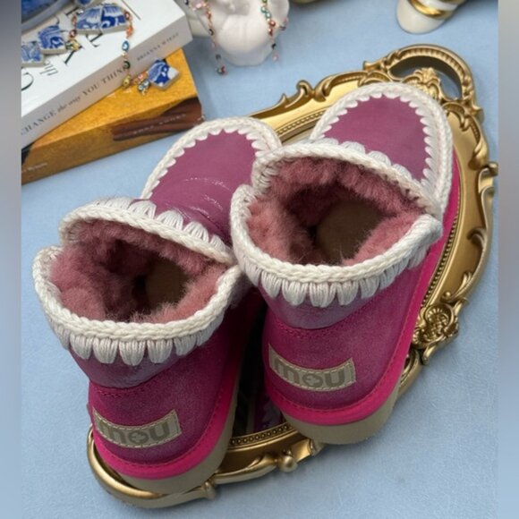 🆕 MOU 🧿 NWOT WOB Metallic & Glitter Pink Eskimo Ankle Boot, Sz EU 37 - Picture 10 of 13